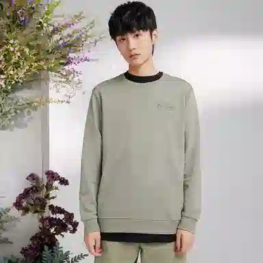 特步 纯色宽松圆领套头卫衣 女款