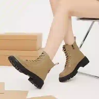 Dickies Platform Martin Boots Beige