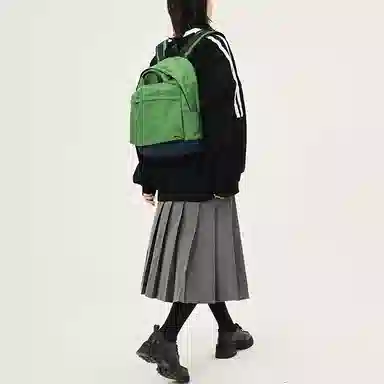 MYEDITION Vintage Colorblock Backpack Green