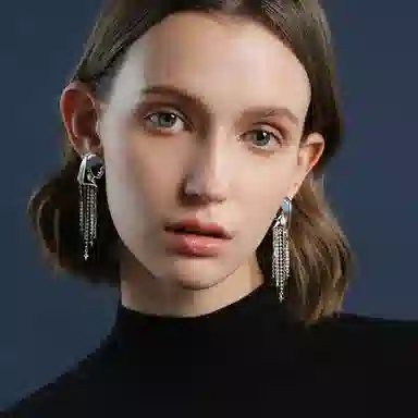 恋朵 艺术系列 个性耳环 长款流苏款耳坠原创设计小众轻奢高级戴珍珠耳环的少女 #闪耀银河#