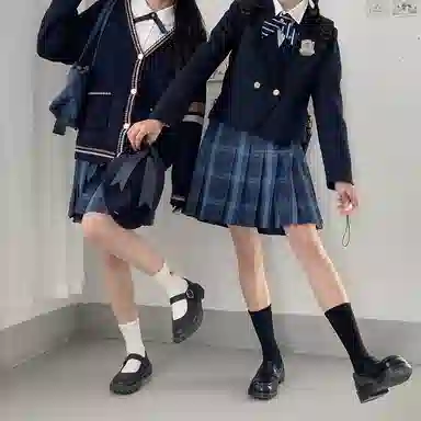 东鲸岁时记 格子高腰百褶短款制服裙装 津岚女高