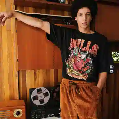 STARTER x NBA Chicago Bulls Black Tee