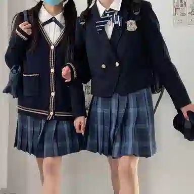 东鲸岁时记 格子高腰百褶短款制服裙装 津岚女高