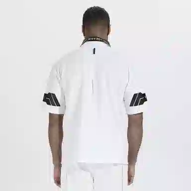 NORVINCY Letter Print Asymmetric Hem Polo Shirt