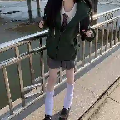 东鲸岁时记 纯色拉链宽松字母刺绣加绒开衫连帽卫衣 女款