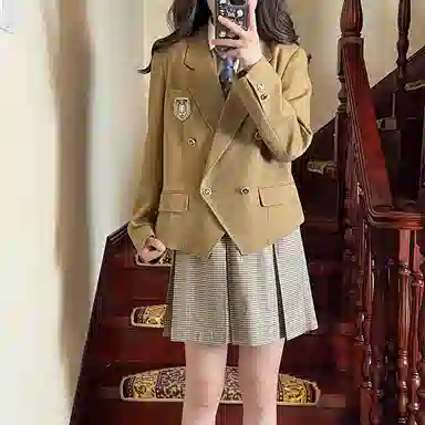 东鲸岁时记 纯色双排扣长袖西装外套 女款