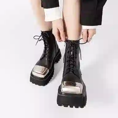 STOOSHE Mecha Series Metal Toe Martin Boots Black