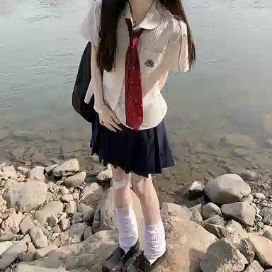 东鲸岁时记 刺绣领带翻领单排扣短袖衬衫 女款