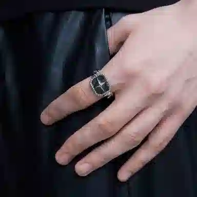 小众设计师 燃系列 方牌星芒开口戒指 男女同款可微调戒指