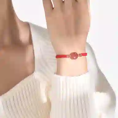 恋朵 时尚百搭 手工编织 平安扣手绳 手链 女款 红色