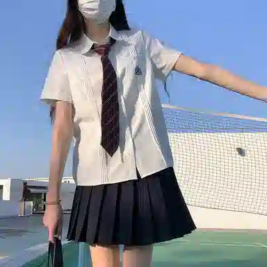 东鲸岁时记 刺绣领带翻领单排扣短袖衬衫 女款