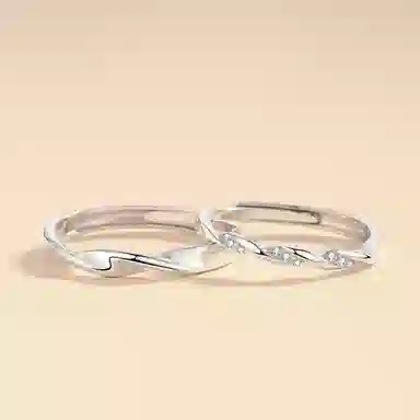 牧言 简约小众高级感 莫比乌斯交织缠绕对戒可调节指环 共度爱河情侣戒指 男女同款情侣款