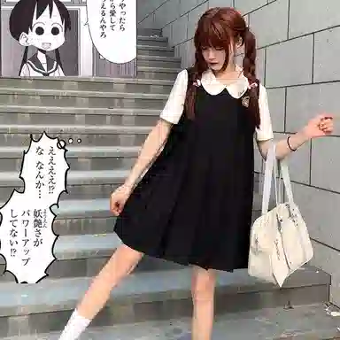 东鲸岁时记 圆领褶皱刺绣无袖连衣裙 女款