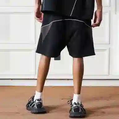 HARSH AND CRUEL Retro Striped Shorts Black