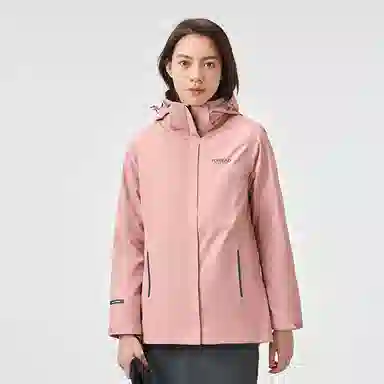探路者 纯色拉链开衫连帽户外保暖三合一冲锋衣 女款
