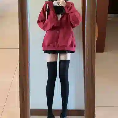 东鲸岁时记 纯色拉链宽松字母刺绣加绒开衫连帽卫衣 女款