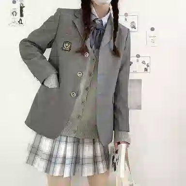 东鲸岁时记 格纹百褶高腰半身裙 女款