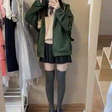 东鲸岁时记 纯色拉链宽松字母刺绣加绒开衫连帽卫衣 女款