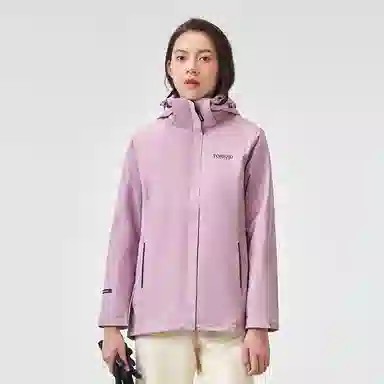 探路者 纯色拉链开衫连帽户外保暖三合一冲锋衣 女款