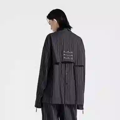 Huànxiàngzhě Unisex Dark Stripe Shirt Black