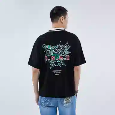 oniarai SS23 Retro Football Polo Shirt Black