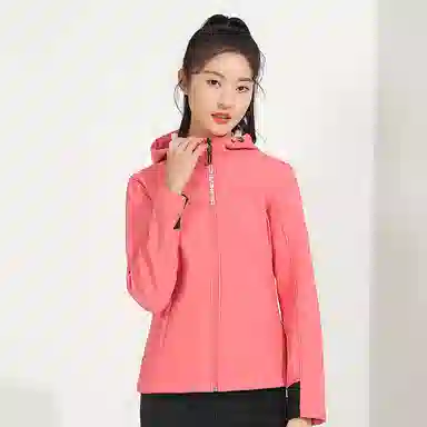探路者 纯色拉链印花防风加绒软壳夹克 女款