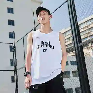 匹克 篮球文化系列 透气无袖篮球背心 男款 大白