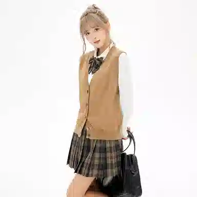 东鲸岁时记 贝壳扣马甲长袖衬衫毛衣制服套装 女款