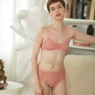 弗利少女 蕾丝超薄无钢圈文胸 玫瑰粉