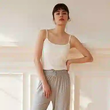 弗利少女 极简风纯色罗纹免穿一体式背心吊带文胸 女款