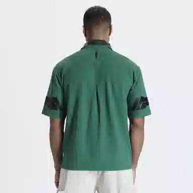 NORVINCY Letter Print Asymmetric Hem Polo Shirt