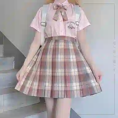 东鲸岁时记 格子制服百褶半身裙 女款