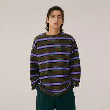 BEASTER Striped Crewneck Long Sleeve Tee