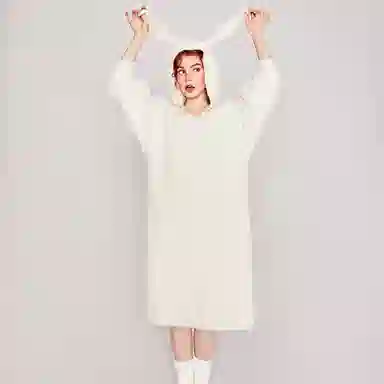 好奇蜜斯 冬季加绒可外穿 家居连衣裙