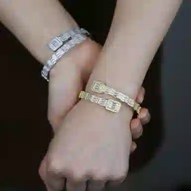 若觅 满钻 嘻哈 合金 锆石 手镯 男款