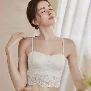 内在密码 纯色镂空花卉美背薄款蕾丝吊带背心式文胸 礼盒装