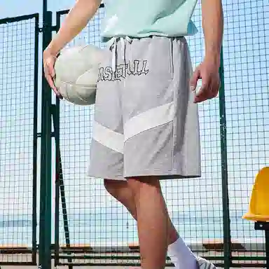 匹克 篮球文化系列 针织宽松运动篮球短裤 男款 花灰