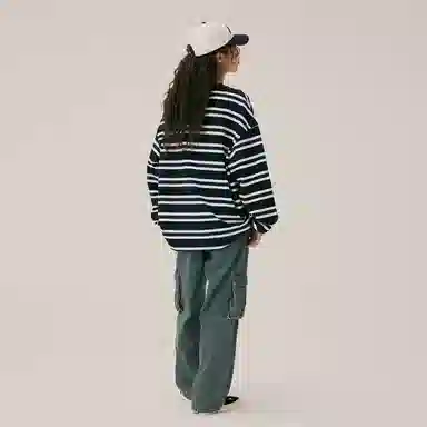 BEASTER Striped Crewneck Long Sleeve Tee