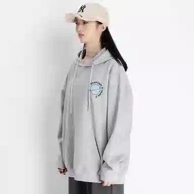 星际者 趣味图案字母印花连帽套头宽松卫衣 男女同款