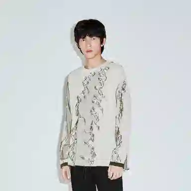 速写 撞色拼接长袖套头毛衣 男女同款