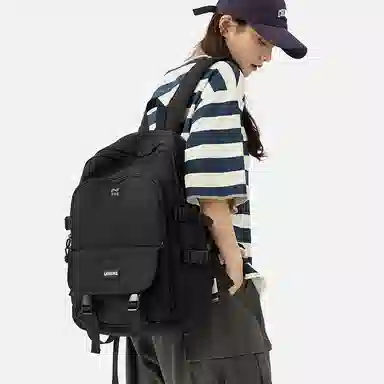 轻骑者 休闲百搭学生韩版旅游通勤户外运动 织物 旅行包书包背包双肩包 常规 男女同款情侣款 米白色/黑色/浅绿色/蓝色