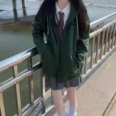 东鲸岁时记 纯色拉链宽松字母刺绣加绒开衫连帽卫衣 女款