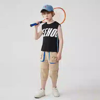 英氏 童装 撞色大口袋休闲七分裤工装短裤 男童