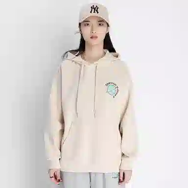 星际者 趣味图案字母印花连帽套头宽松卫衣 男女同款