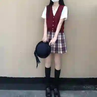 东鲸岁时记 高腰格子百褶半身裙 女款