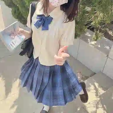 东鲸岁时记  格纹学院风短款百褶半身制服裙装 水梨町