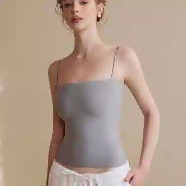 内在密码 纯色带胸垫一字领无袖吊带背心 女款