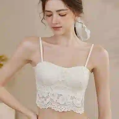 内在密码 纯色镂空花卉美背薄款蕾丝吊带背心式文胸 礼盒装