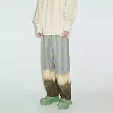 速写 拼接扎染复古水洗做旧牛仔裤 男女同款