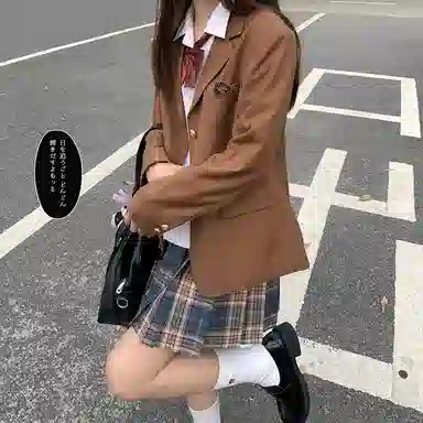 东鲸岁时记 纯色单排扣翻领休闲 布朗茶茶西装 女款